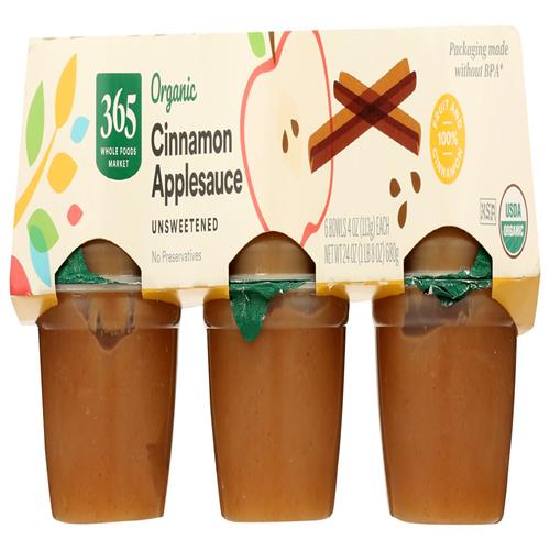 Whole Foods Market, Compote de pommes à la cannelle biologique non sucrée, 680 g, Paquet de 6
