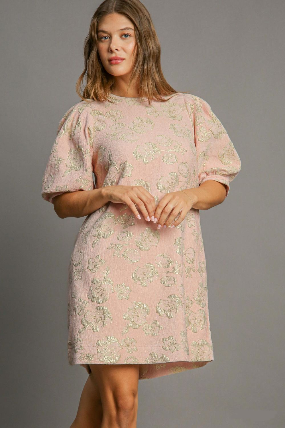 Robe courte fleurie élégante à manches bouffantes, robe vintage pour femme, robe au design rétro intemporel
