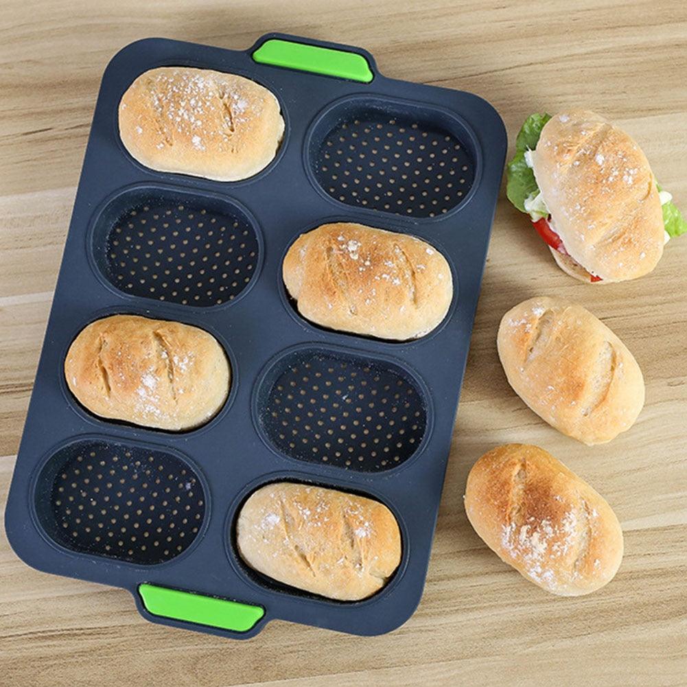 Moule à pain en silicone à 8 cavités, Moules à pain de mie faits maison de qualité alimentaire, Moules à biscuits pour pain français antiadhésifs perforés, Plateau de cuisson croustillant, Moule à pain, Pain français, Gressin