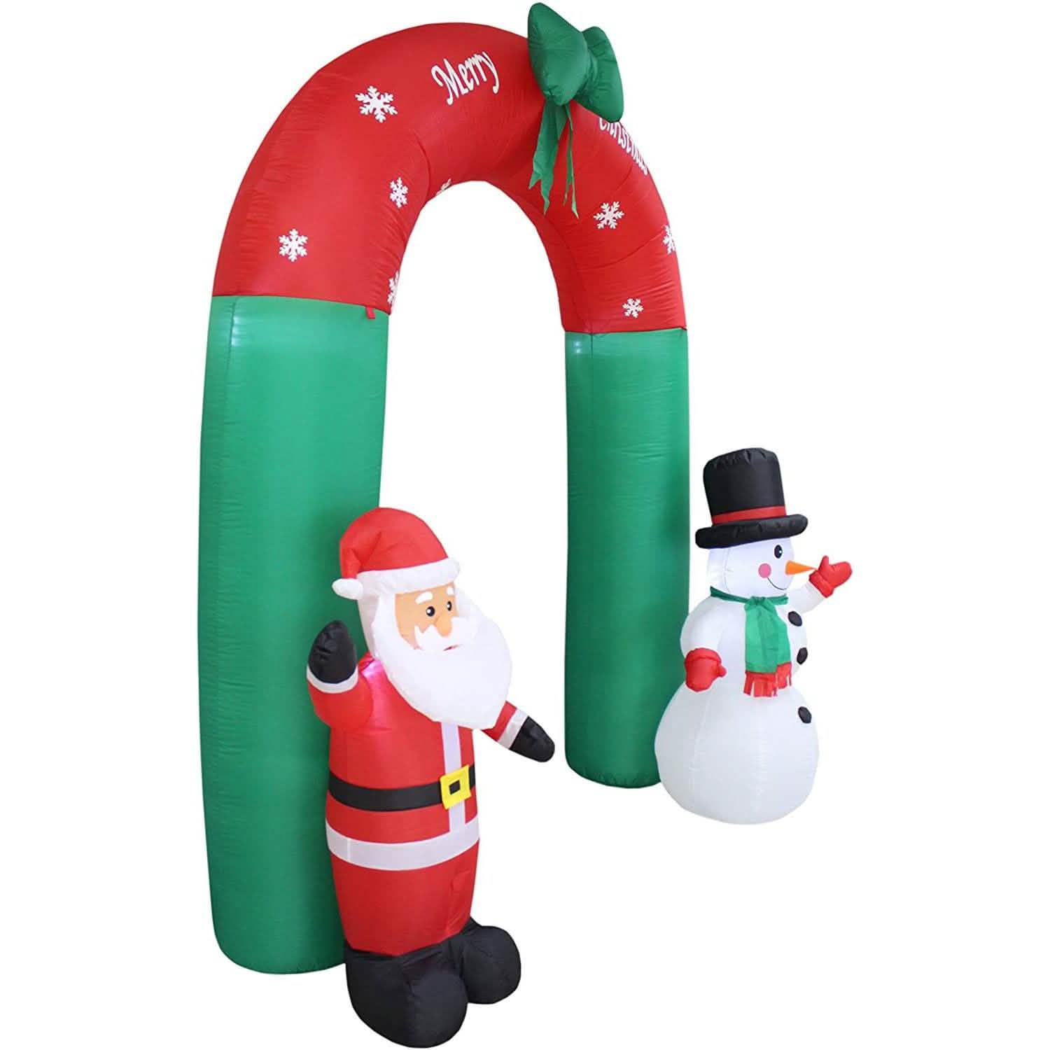 Arche gonflable lumineuse de Noël de 2,4 mètres avec Père Noël et bonhomme de neige