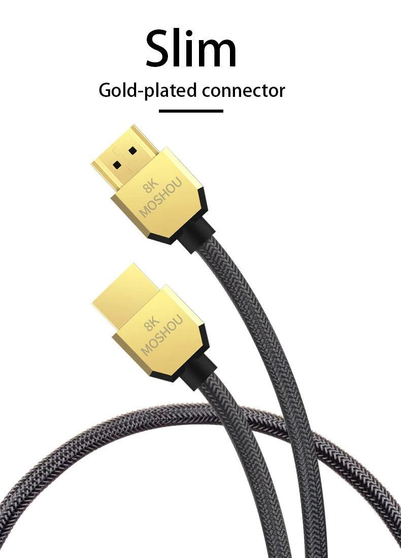 Câbles HDMI 2.1 8K 60Hz 4K 120Hz 48Gbps, Cordon Vidéo HDR Ultra HD 48Gbps Haute Vitesse Interface Multimédia Haute Définition Compatible TV Moniteur Gaming
