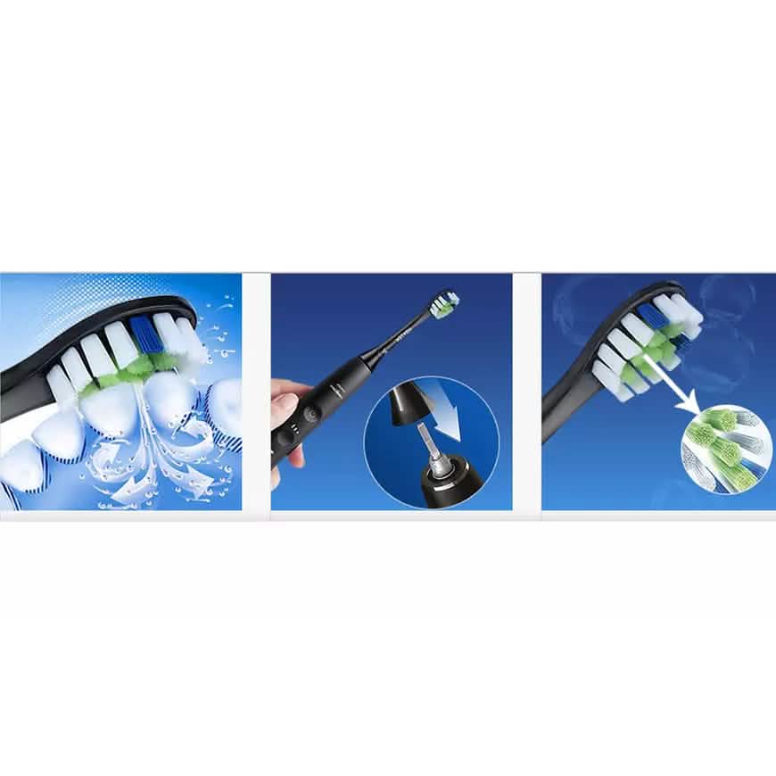 Lot de 8 : Têtes de brosse à dents électriques de rechange noires pour Philips Sonicare