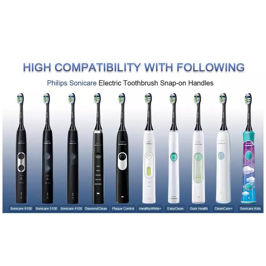 Lot de 8 : Têtes de brosse à dents électriques de rechange noires pour Philips Sonicare