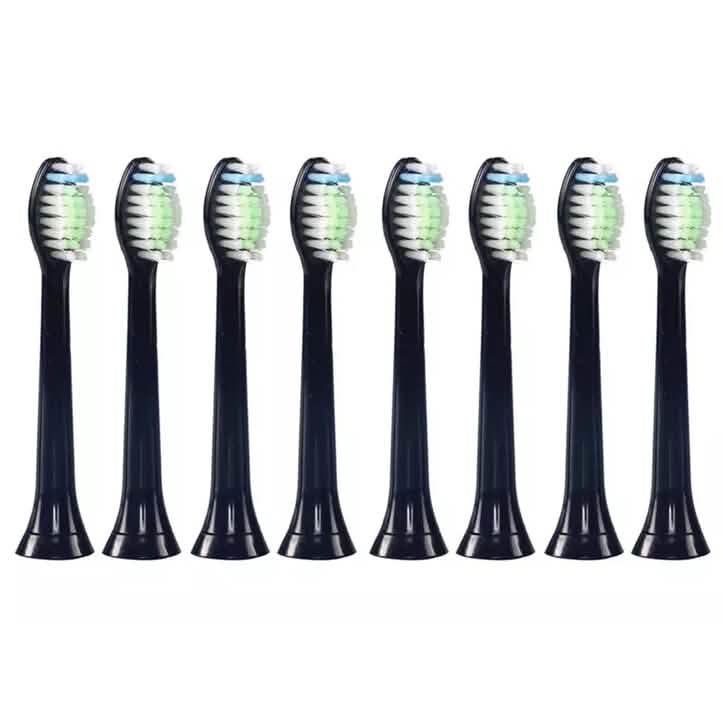 Lot de 8 : Têtes de brosse à dents électriques de rechange noires pour Philips Sonicare