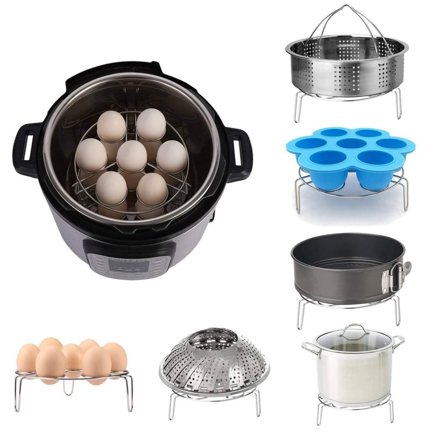 Lot de 8 : Panier Vapeur, Support à Œufs, Kit de Cuisson pour Camping