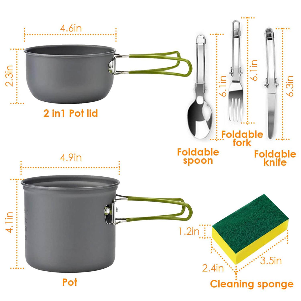 8 pièces : Ensemble d'ustensiles de cuisine de camping