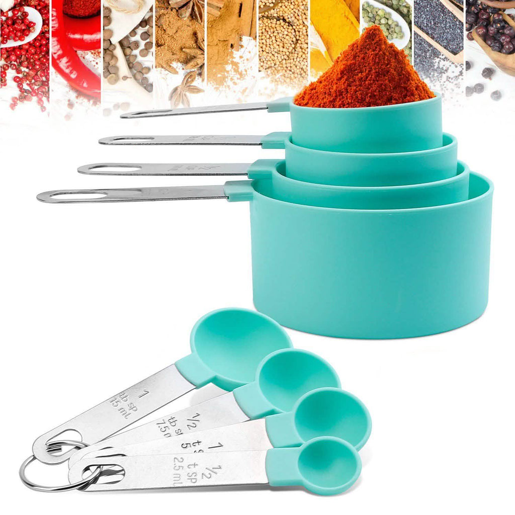 Lot de 8 : tasses à mesurer et cuillères en plastique