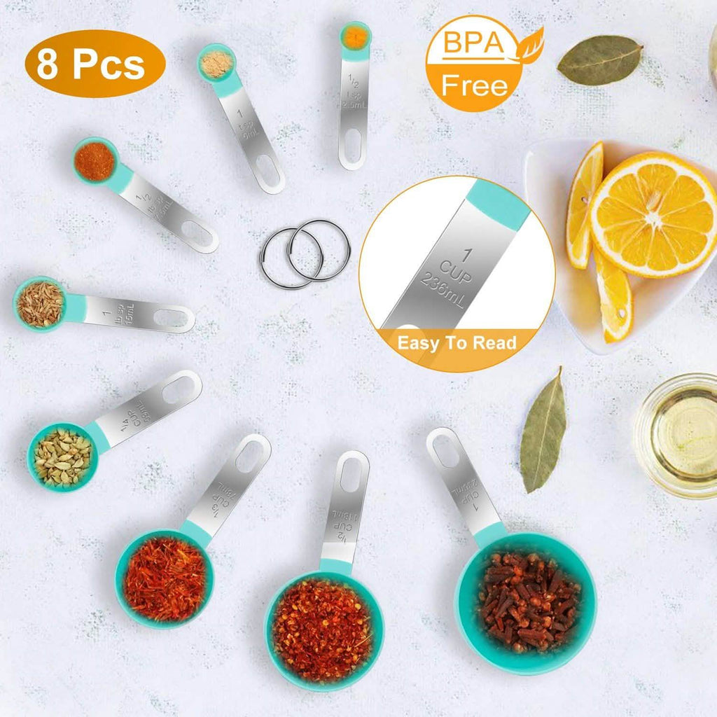 Lot de 8 : tasses à mesurer et cuillères en plastique