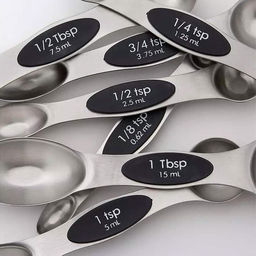 Lot de 8 : Ensemble de cuillères à mesurer magnétiques en acier inoxydable