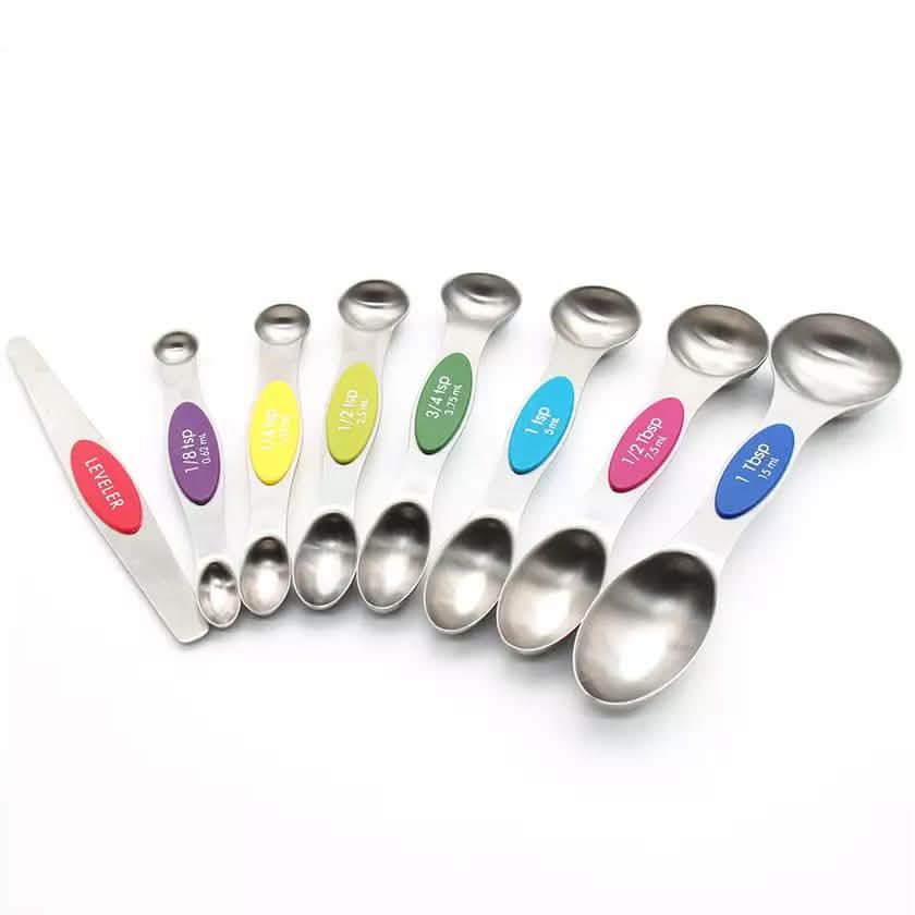 Lot de 8 : Ensemble de cuillères à mesurer magnétiques en acier inoxydable