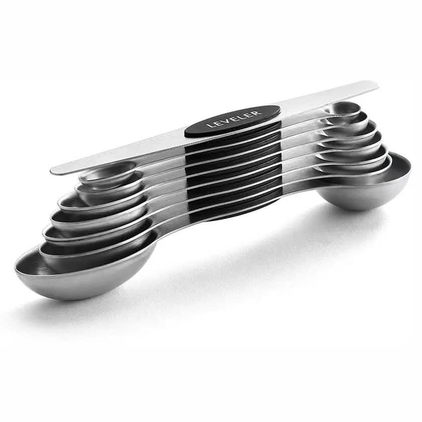 Lot de 8 : Ensemble de cuillères à mesurer magnétiques en acier inoxydable