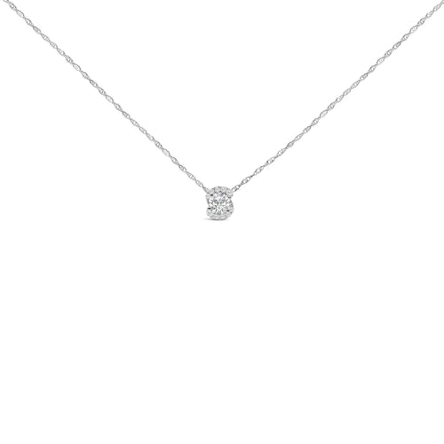 .925 Sterling Silver 1.0 Cttw Lab Grown Round-Cut Diamond Pendant Necklace 18"