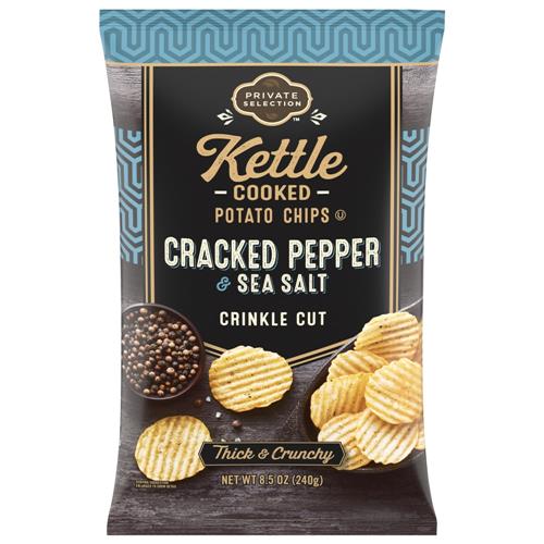Croustilles cuites à la marmite à coupe ondulée sel de mer et poivre Sélection privée 8,5 oz