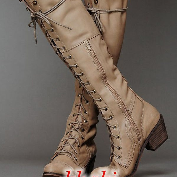 Bottes cuissardes pour femme – Bottes d'hiver élégantes à bout rond
