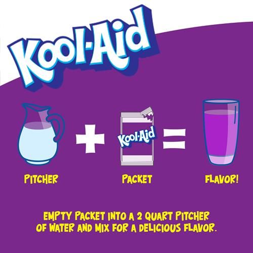 Mélange à boisson en poudre sans sucre Kool-Aid, saveur raisin, sachet de 4 g