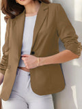 Blazer de bureau plissé à manches trois-quarts pour femme