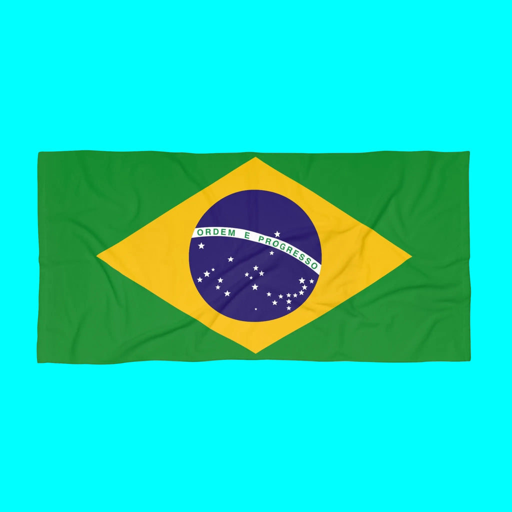 Serviette de plage drapeau brésilien | Qualité et Durabilité - 2 Tailles | Fierté brésilienne | Cadeau pour les Brésiliens