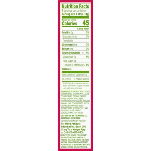 Lanières bio fraise et mangue Simple Truth 8 unités / 14 g
