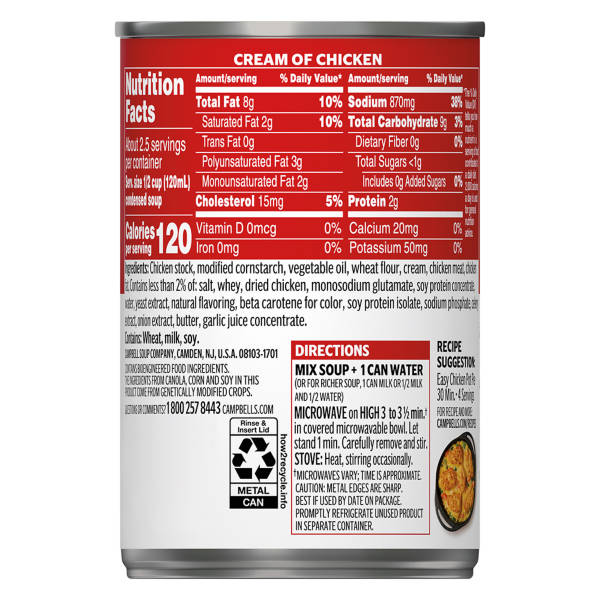 Soupe condensée crème de poulet Campbell's, boîte de 298 g