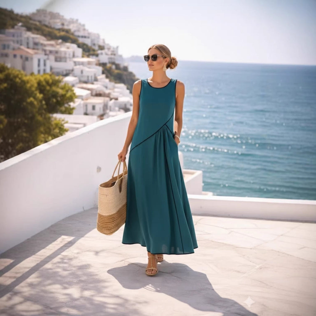 Robe de vacances méditerranéenne à couleurs contrastées – 7 couleurs, S-3XL