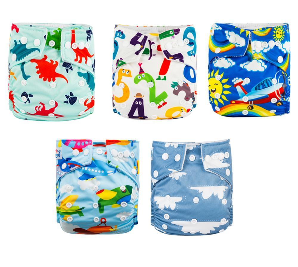 Couches imprimées de luxe modernes pour bébé, lot de 5, couches lavables de bonne qualité avec poche pour enfants