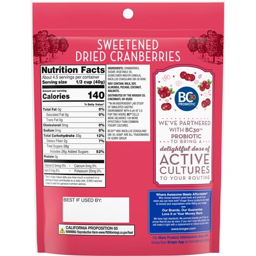 Kroger Canneberges séchées probiotiques 170 g