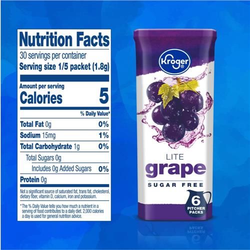 Kroger Lite Zéro Sucre Mélange pour Boisson Goût Raisin Sachets 6 sachets