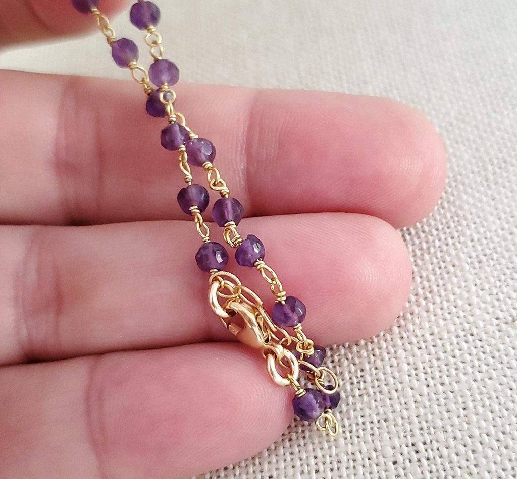 Bracelet en améthyste en or rempli 14 carats