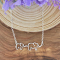 Collier Maman et Bébé Éléphant – Breloque contour en argent sterling sur chaîne de 45 cm
