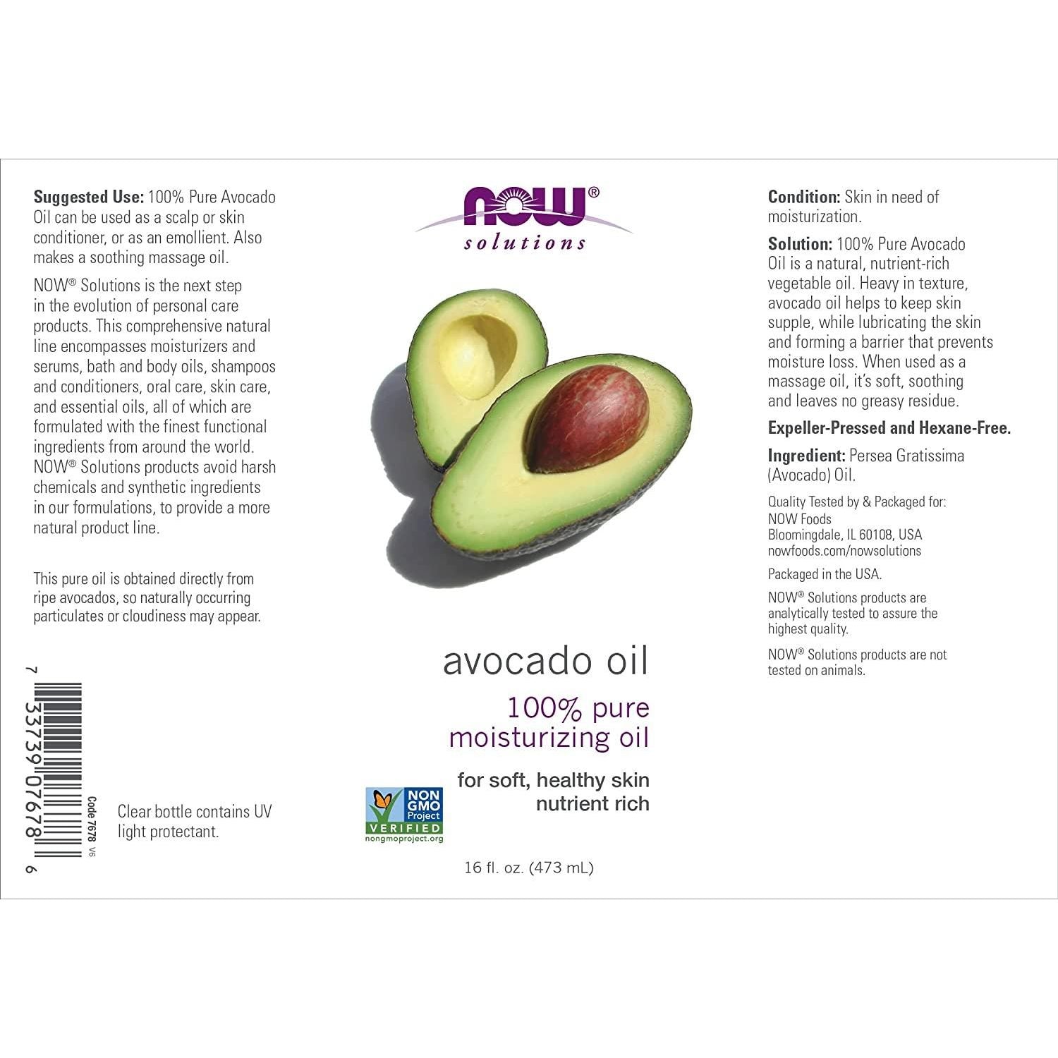 Now Solutions Huile d'avocat 473 ml - 7678 - Lot de 2