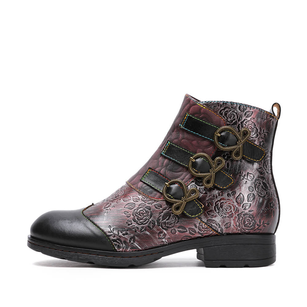Bottes plates en cuir véritable peintes à la main