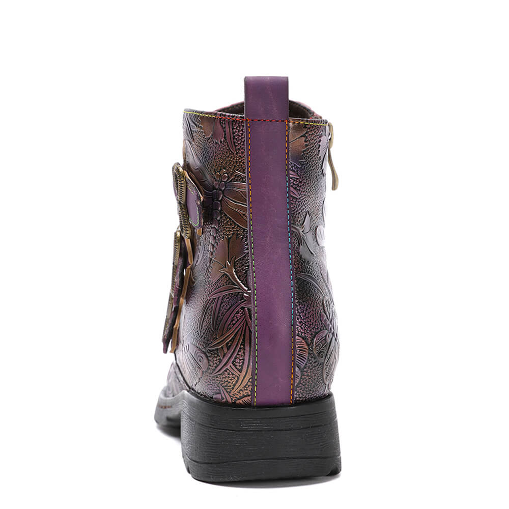 Bottes plates en cuir véritable peintes à la main