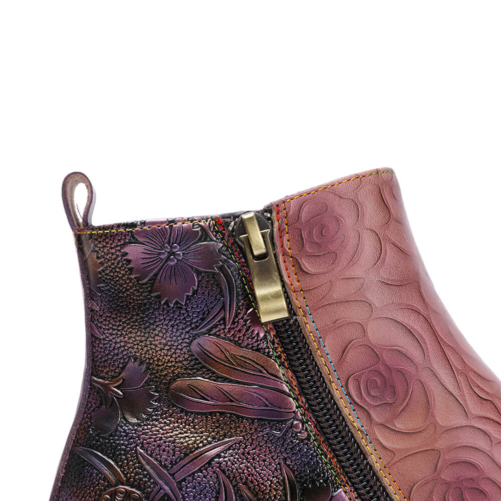 Bottes plates en cuir véritable peintes à la main