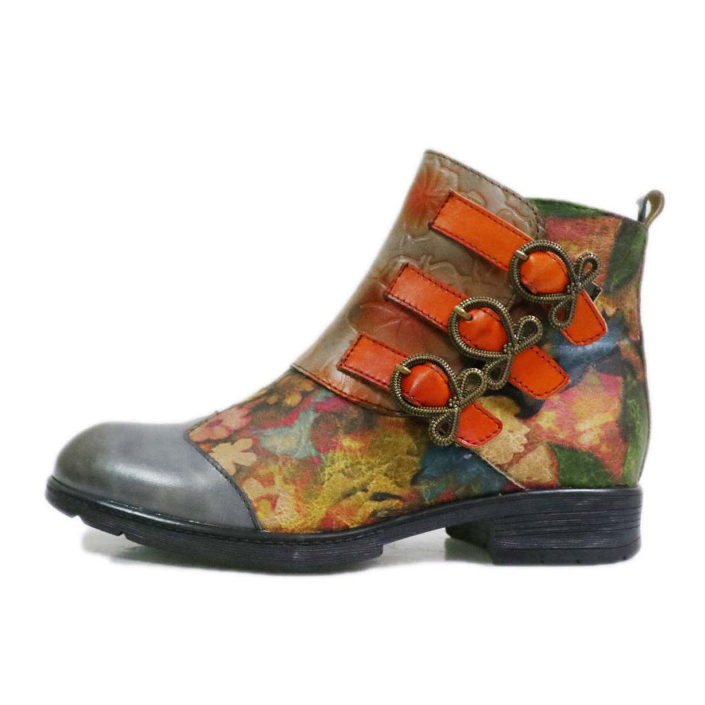 Bottes plates en cuir véritable peintes à la main
