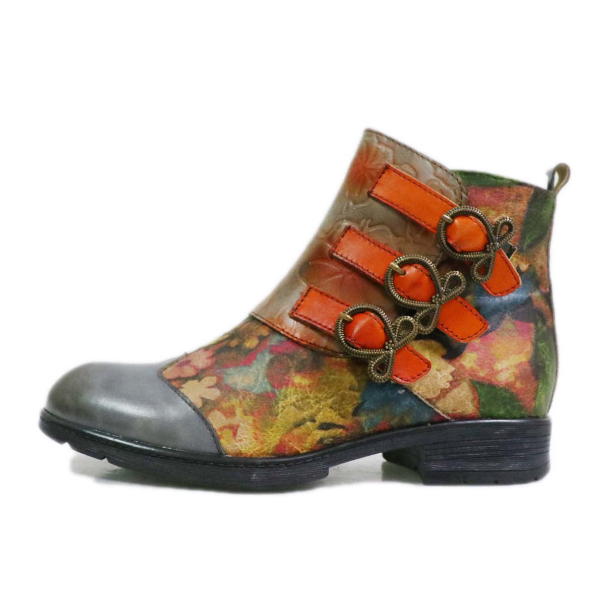 Bottes plates en cuir véritable peintes à la main