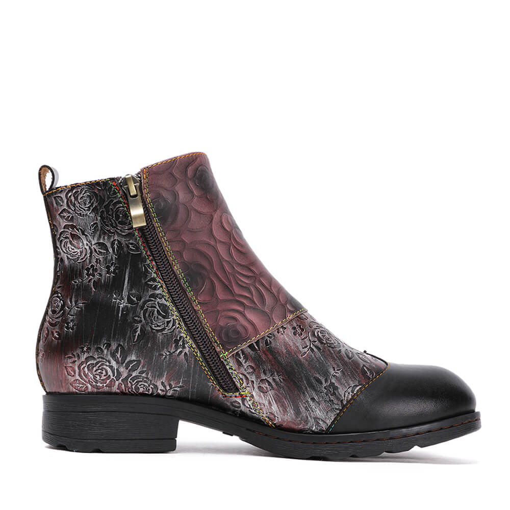Bottes plates en cuir véritable peintes à la main