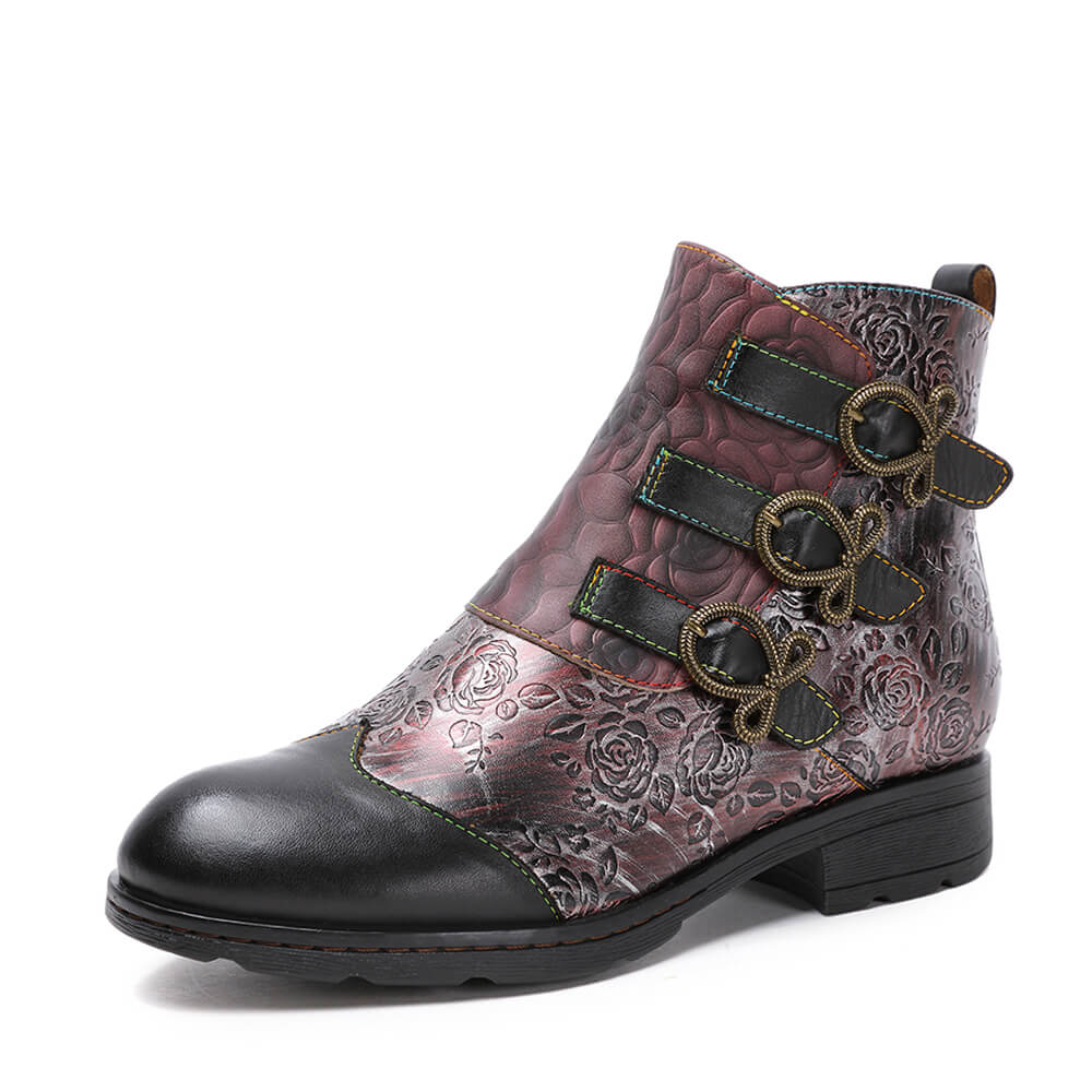 Bottes plates en cuir véritable peintes à la main