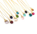 Collier classique en pierre de naissance enroulée de fil - Collier délicat en forme de goutte - Collier en or - Collier en pierre précieuse briolette - Cadeau pour elle