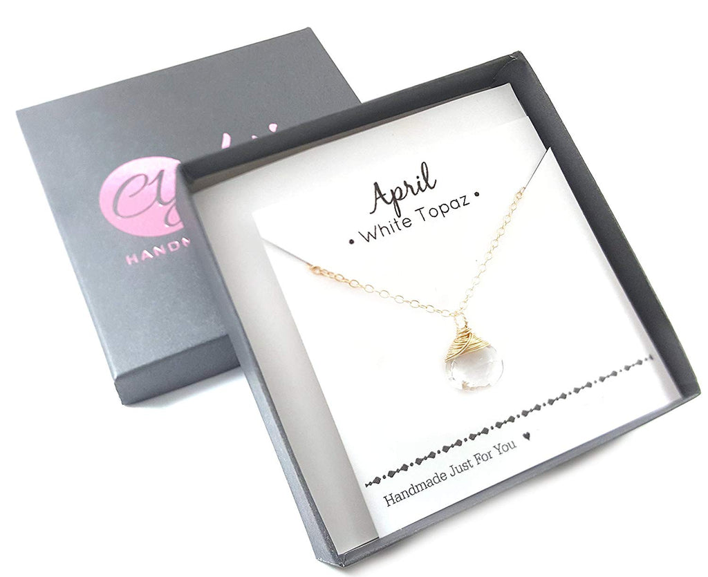 Collier classique en pierre de naissance enroulée de fil - Collier délicat en forme de goutte - Collier en or - Collier en pierre précieuse briolette - Cadeau pour elle