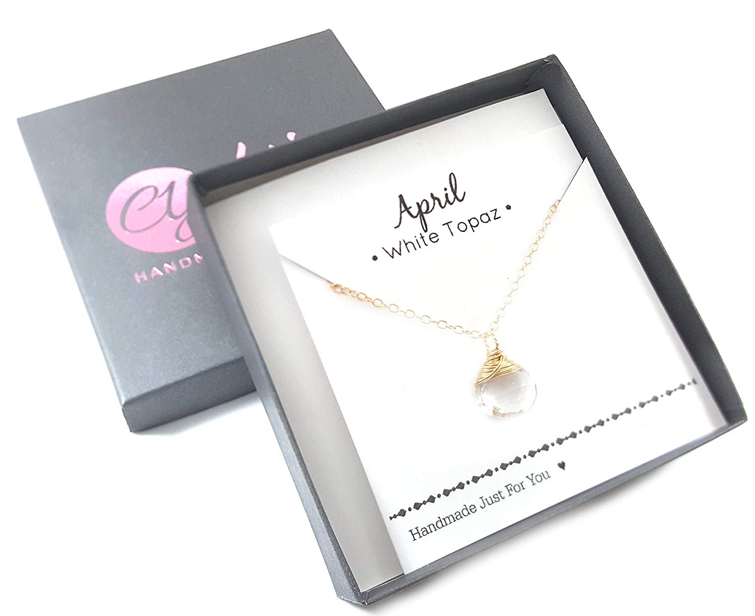 Collier classique en pierre de naissance enroulée de fil - Collier délicat en forme de goutte - Collier en or - Collier en pierre précieuse briolette - Cadeau pour elle