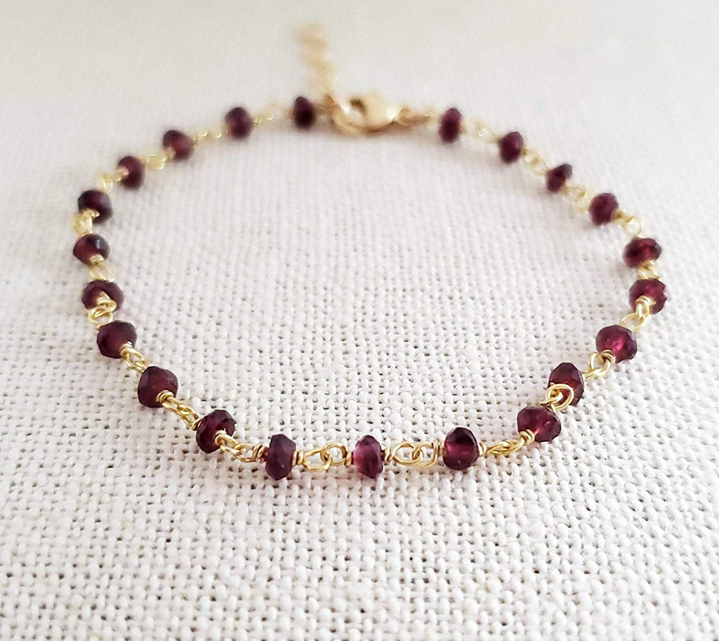 Bracelet en grenat rempli d'or 14 carats