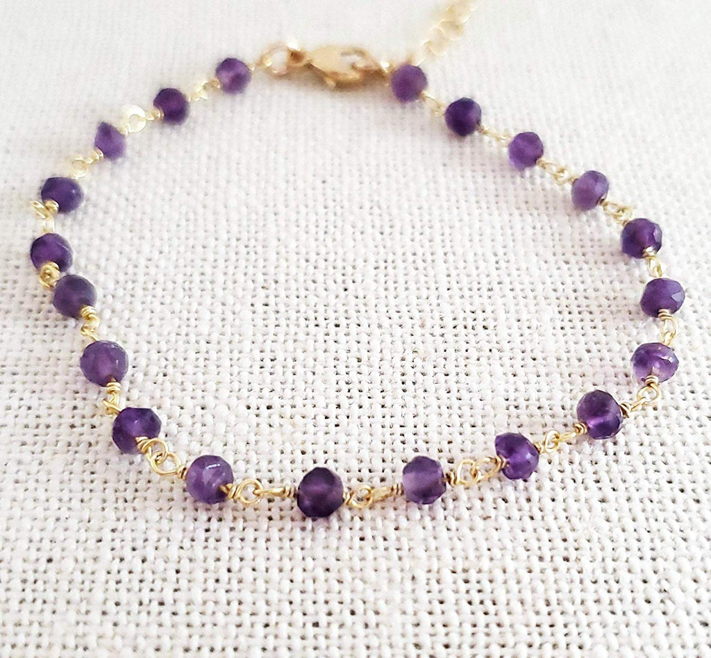 Bracelet en améthyste en or rempli 14 carats