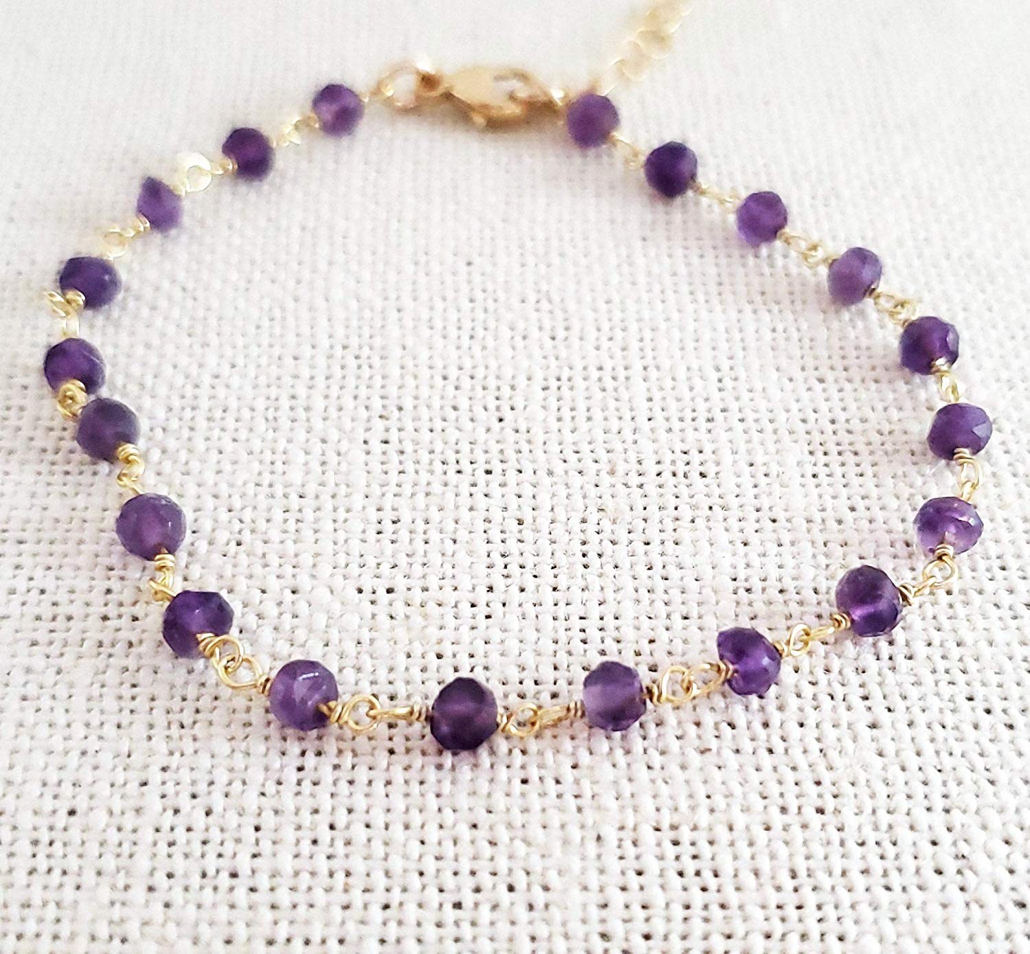 Bracelet en améthyste en or rempli 14 carats