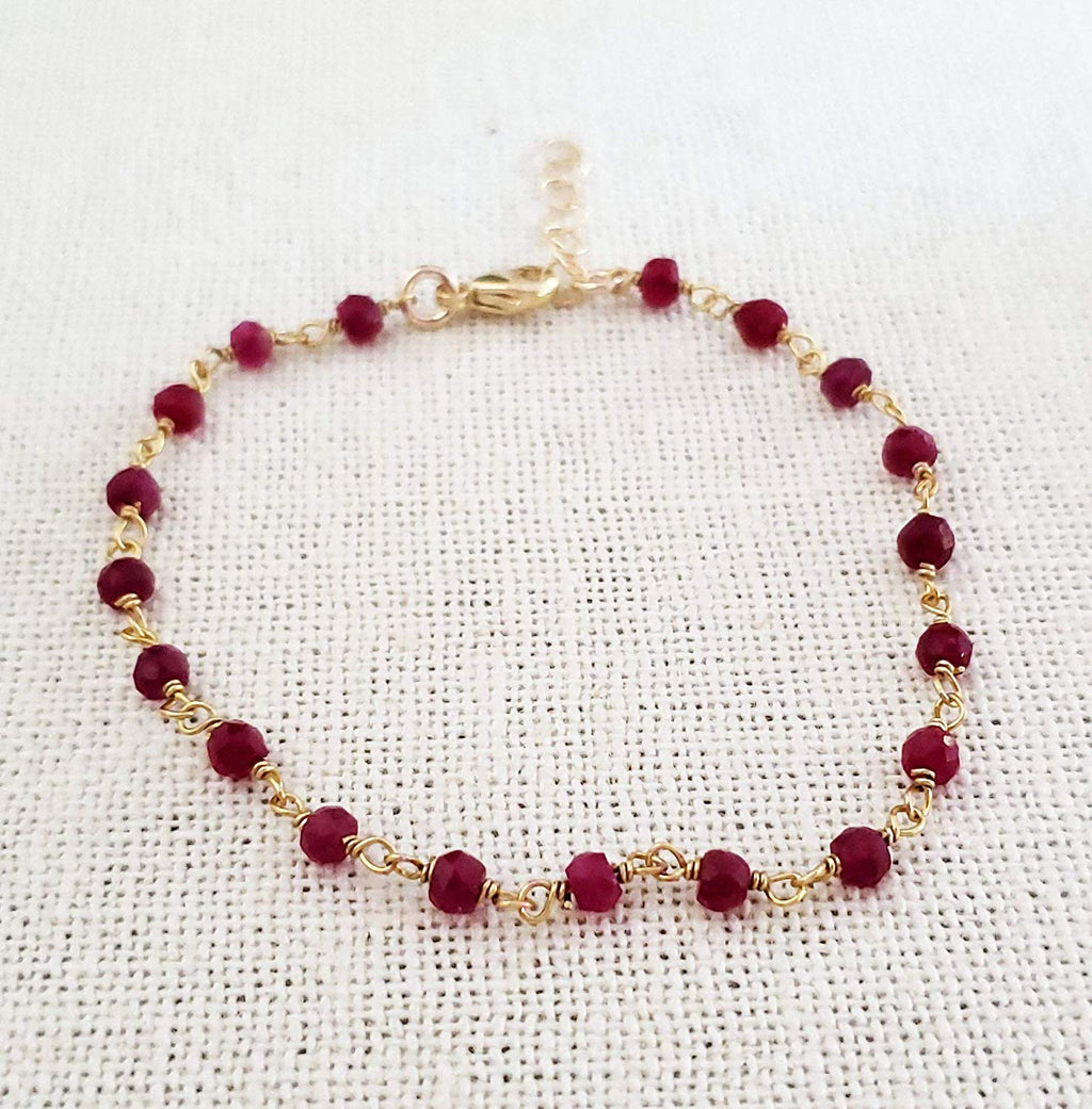 Dyed Ruby 14k Gold Filled Bracelet