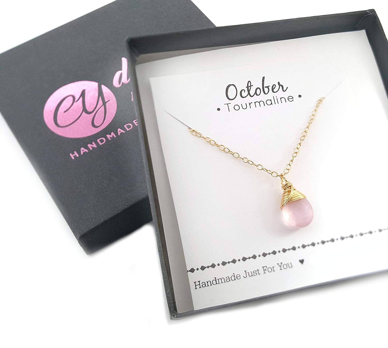 Collier classique en pierre de naissance enroulée de fil - Collier délicat en forme de goutte - Collier en or - Collier en pierre précieuse briolette - Cadeau pour elle