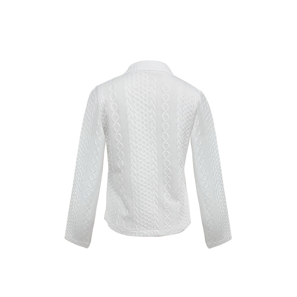 Veste texturée à col montant pour femme – Couleur unie