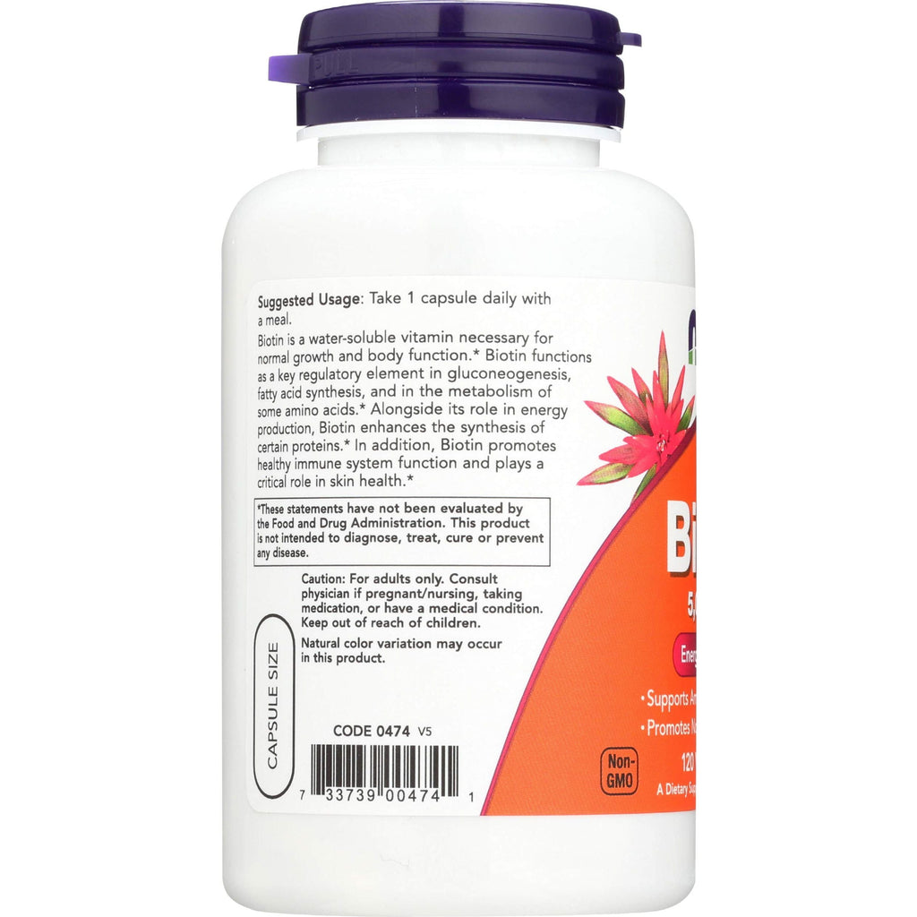 Now Foods Biotine 5 000 mcg 120 Vcaps - 0474