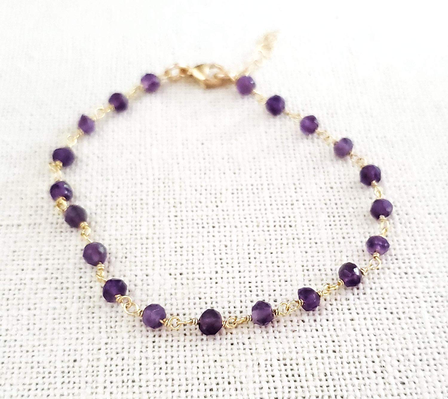 Bracelet en améthyste en or rempli 14 carats