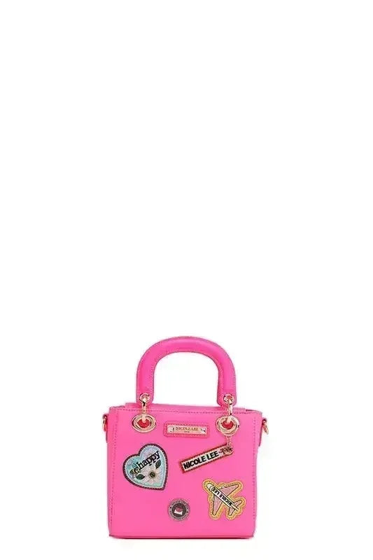 Sac à main rose patchwork – Anses et bandoulière | Femstylo