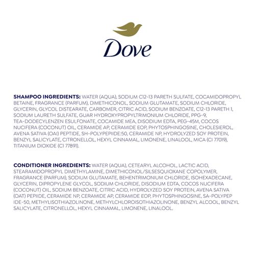 Shampooing et revitalisant Dove Intensive Repair, lot de 2, pour cheveux abîmés, technologie de soin aux bio-protéines et sérum aux acides aminés, 355 ml